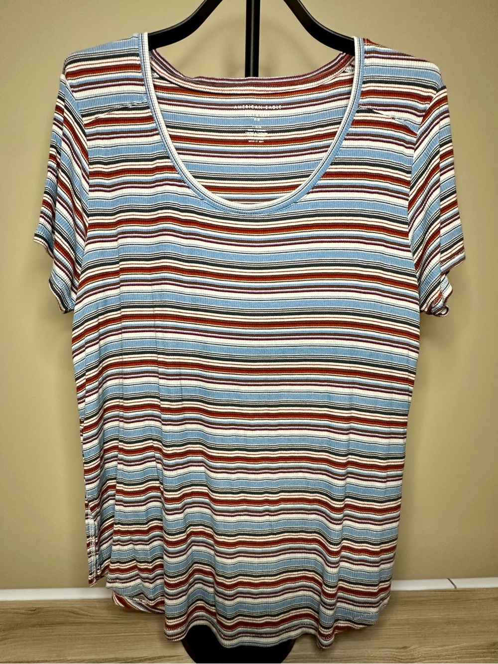 American Eagle Soft & Sexy Striped Rib Tee Women’s L